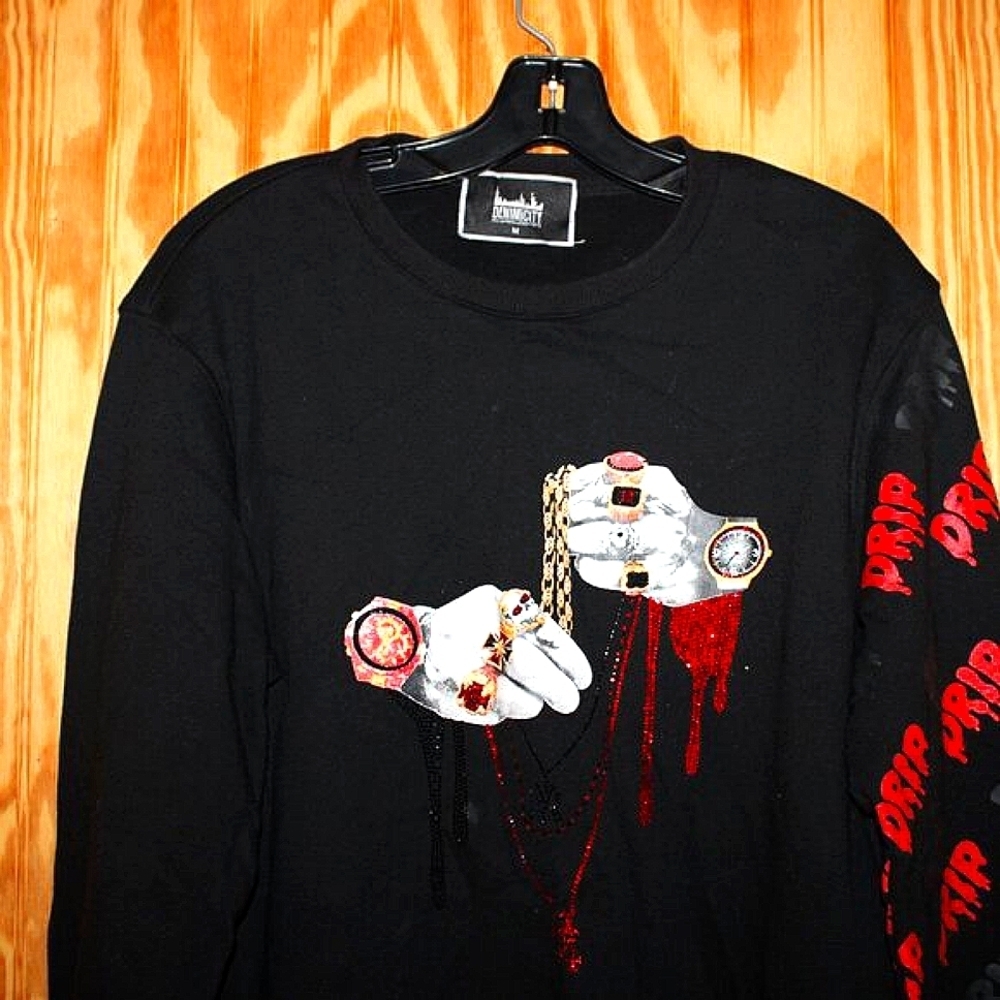 Denimicity "Drip" Graphic Sweatshirt - Black - Size M
